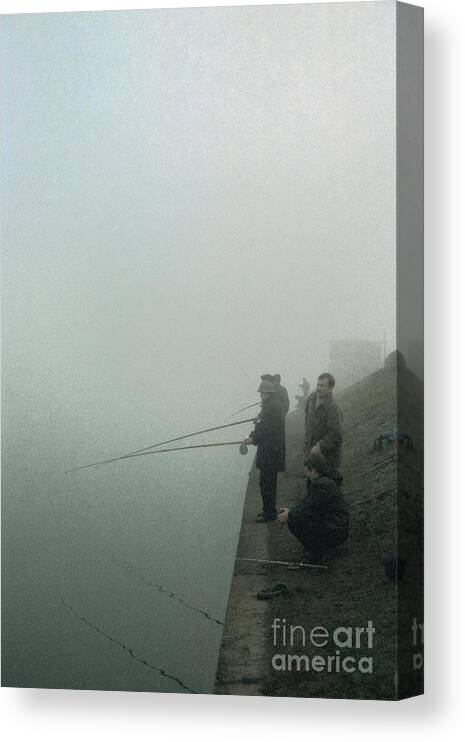  Canvas Print featuring the pyrography Morning Fishing by Evgeniy Lankin