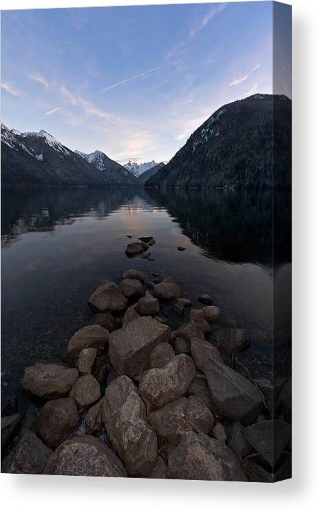 Mt. Redoubt Canvas Print featuring the photograph Mount Redoubt reflected in Chilliwack Lake by Michael Russell