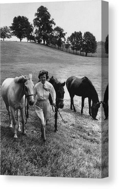 Animal Canvas Print featuring the photograph Mrs John West On Her Farm At Malvern by Toni Frissell