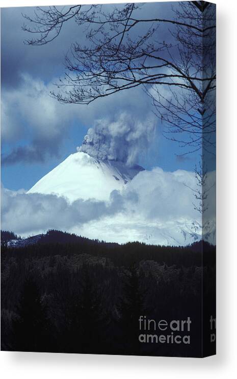 Mt. St. Helens Canvas Print featuring the photograph Mt. St. Helens Erupting by Thomas & Pat Leeson