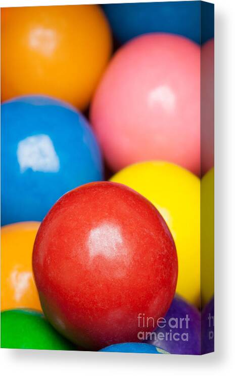 Childhood Canvas Print featuring the photograph Multi-colored gumballs by Bryan Mullennix