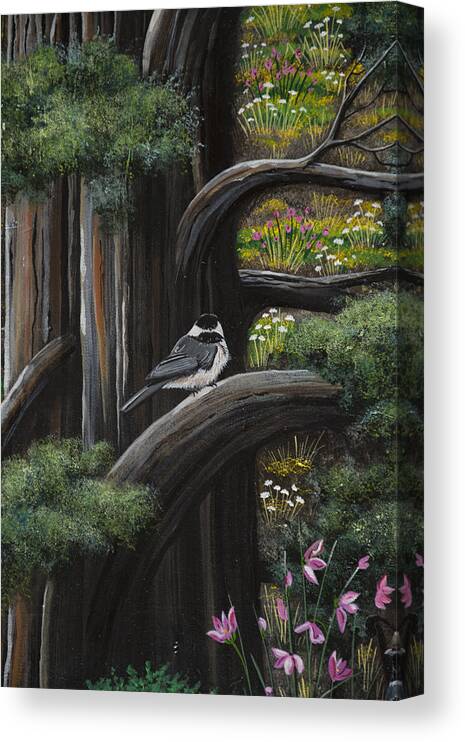 Chickadee Canvas Print featuring the painting My Little Chickadee by Jennifer Lake