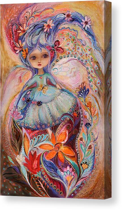 Modern Jewish Art Canvas Print featuring the painting My little fairy Malvina by Elena Kotliarker