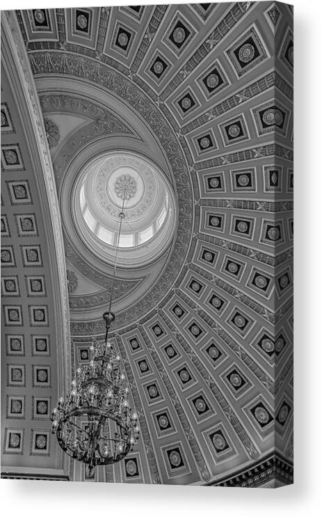 Architecture Canvas Print featuring the photograph National Statuary Rotunda BW by Susan Candelario