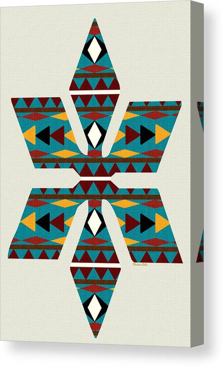 Navajo Canvas Print featuring the mixed media Navajo Teal Pattern Art by Christina Rollo