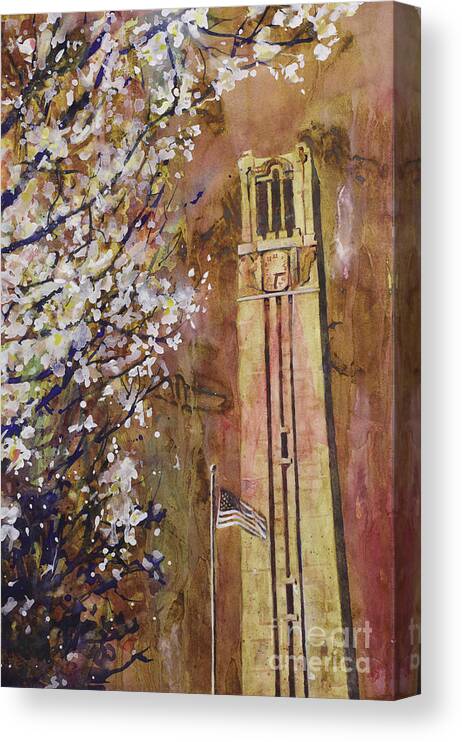 Art Prints Canvas Print featuring the painting NCSU Bell Tower by Ryan Fox