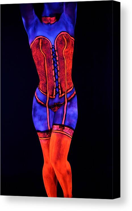 Bodypaint Canvas Print featuring the photograph Neon Dream II by Angela Rene Roberts and Cully Firmin