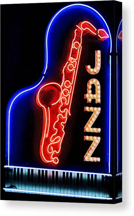 Neon Signs Canvas Print featuring the photograph Neon Jazz by Nadalyn Larsen