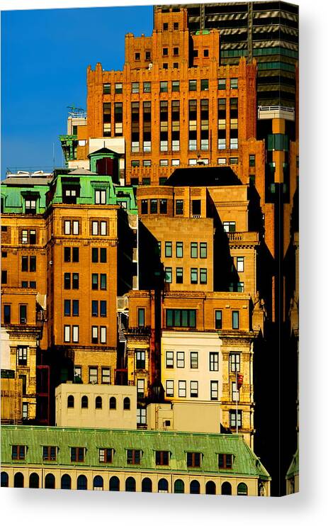 New York Buildings Canvas Print featuring the photograph New York Morning by Gregory Merlin Brown