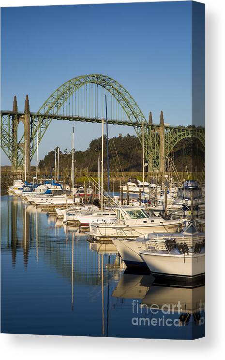 Oregon Canvas Print featuring the photograph Newport Harbor Morning by Brian Jannsen