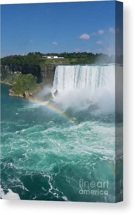 Niagara Falls Canvas Print featuring the photograph Niagara Falls with Rainbow vertical by Maria Janicki