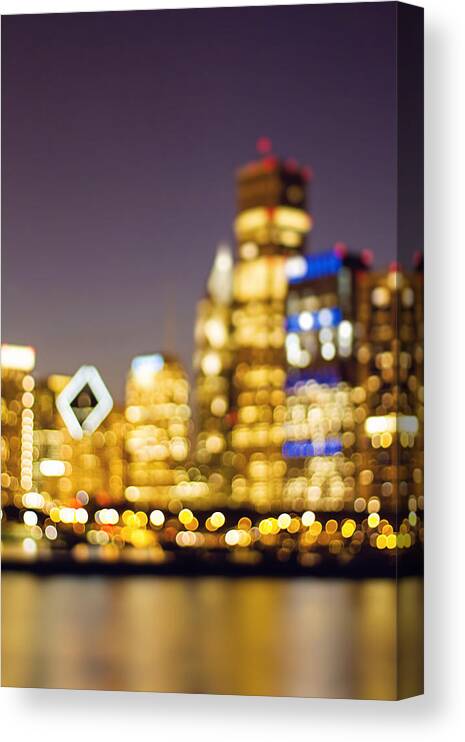 Chicago Canvas Print featuring the photograph Night Lights - Abstract Chicago Skyline by Melanie Alexandra Price