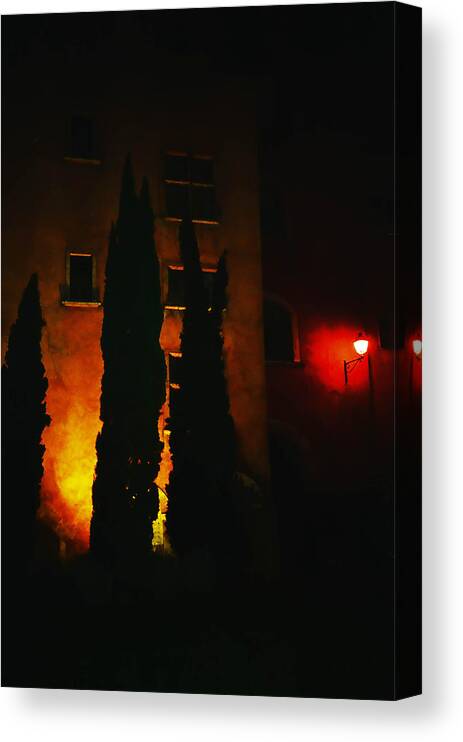 Lyon Canvas Print featuring the photograph Night Lights of the Old Lyon by Jenny Rainbow