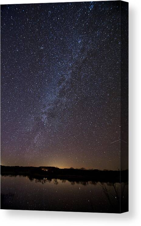 Best Sellers Canvas Print featuring the photograph Night Sky Reflected in Lake by Melany Sarafis