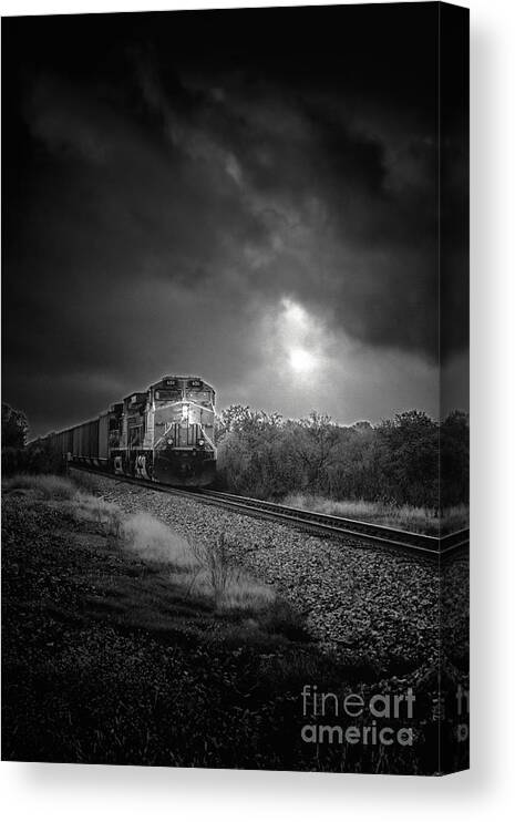 Train Canvas Print featuring the photograph Night Train by Robert Frederick