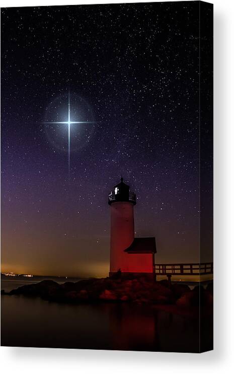 Annisquam Lighthouse Canvas Print featuring the photograph Star over Annisquam lighthouse by Jeff Folger