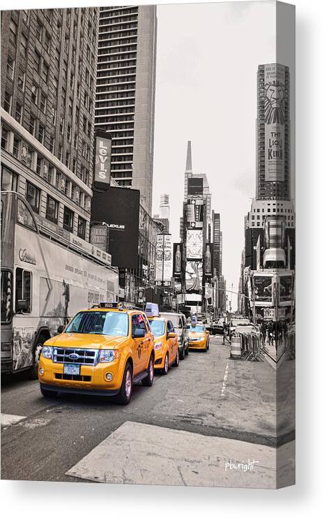 Wright Canvas Print featuring the photograph NYC Yellow Cabs by Paulette B Wright