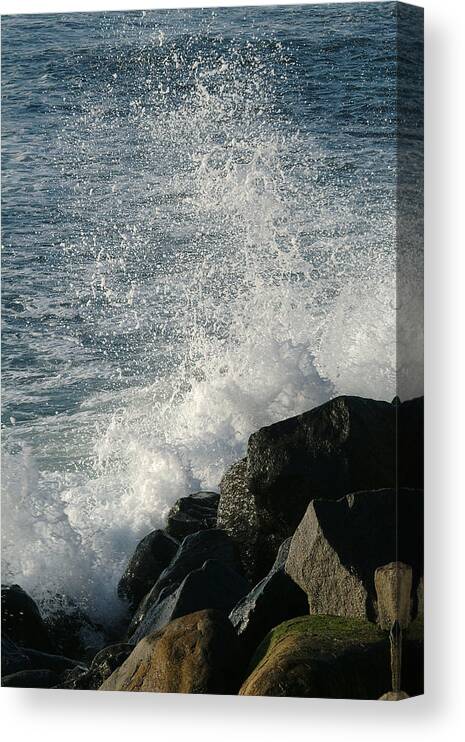 Rocks Canvas Print featuring the photograph Ocean Beach Splash 1 by Wesley Elsberry