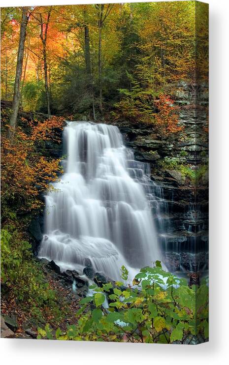Autumn Canvas Print featuring the photograph October Foliage Surrounding Erie Falls by Gene Walls