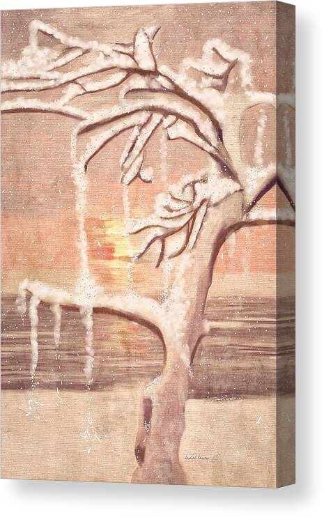 Nature Canvas Print featuring the painting Oh let it snow let it snow by Angela Stanton
