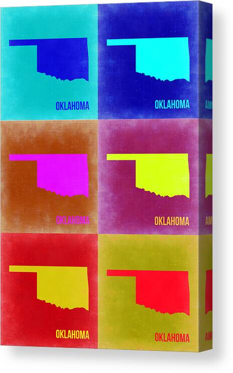 Oklahoma Map Canvas Print featuring the painting Oklahoma Pop Art Map 2 by Naxart Studio