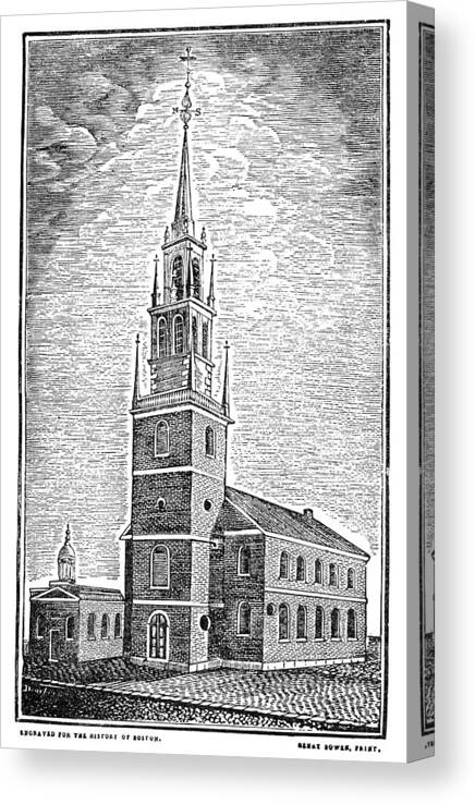 1775 Canvas Print featuring the drawing Old North Church, 1775 by Granger