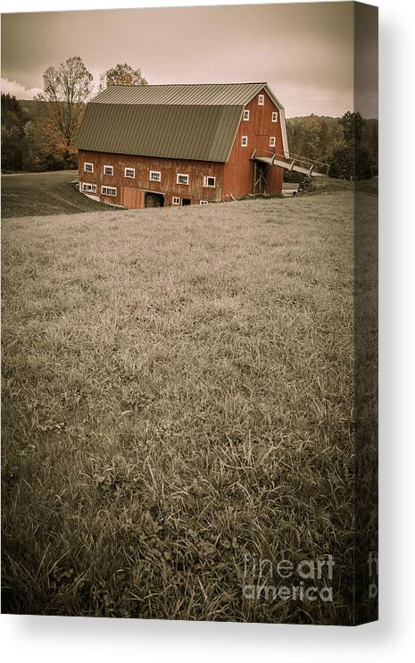 Red Canvas Print featuring the photograph Old Red Barn by Edward Fielding