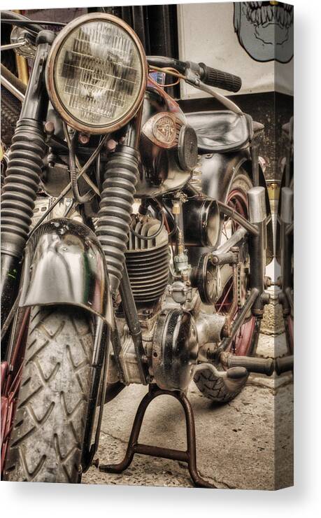  Motorcycle Car Bike Transport Transportation Sport Drive Speed Travel Black Vehicle Motorbike Road Icon Scooter Street Symbol Motor Biker Vector Bicycle Rider Truck Race Illustration White Auto Driver Engine Wheel Canvas Print featuring the photograph Old School by John Swartz