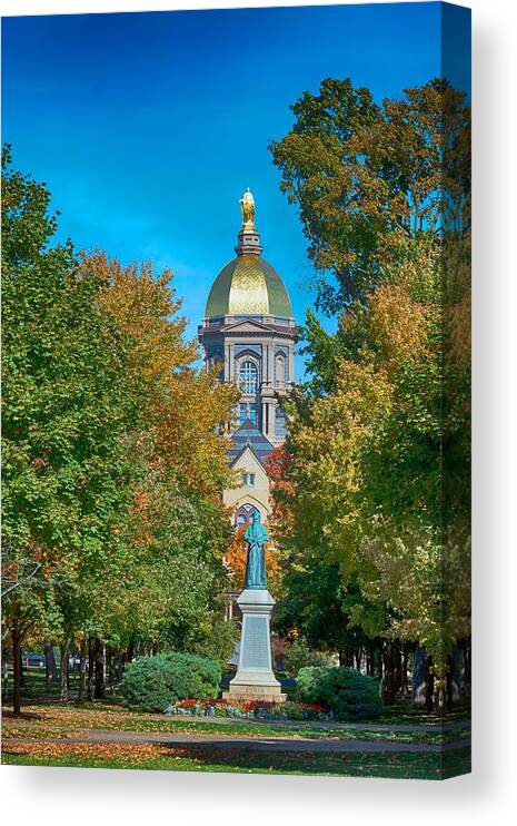 University Of Notre Dame Canvas Print featuring the photograph On the Campus of the University of Notre Dame by Mountain Dreams
