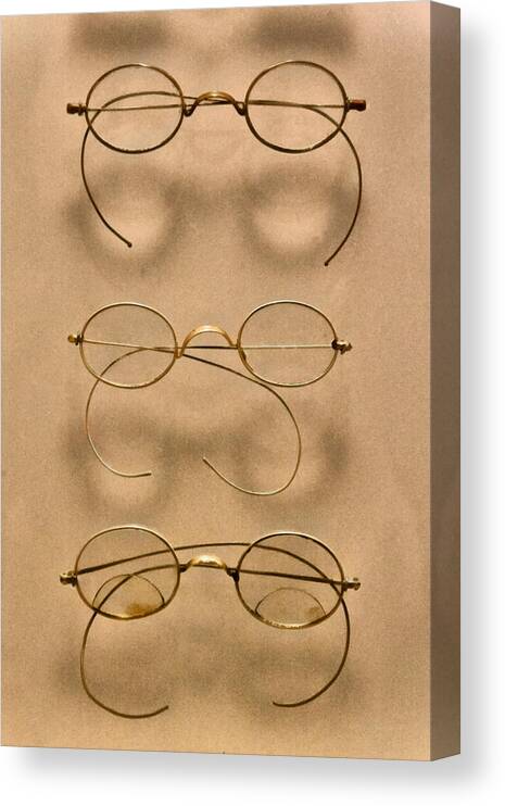 Optician Canvas Print featuring the photograph Optometrist - Simple gold frames by Mike Savad