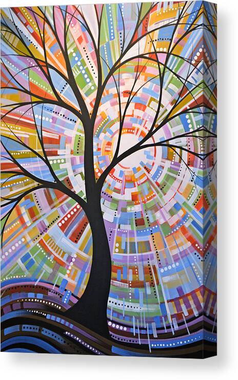 Nature Canvas Print featuring the painting Original Abstract Tree Landscape Painting ... Here Comes the Sun by Amy Giacomelli