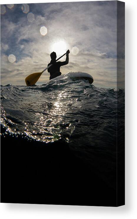 People Canvas Print featuring the photograph Paddling On The Sea by William Rhamey - Azur Diving