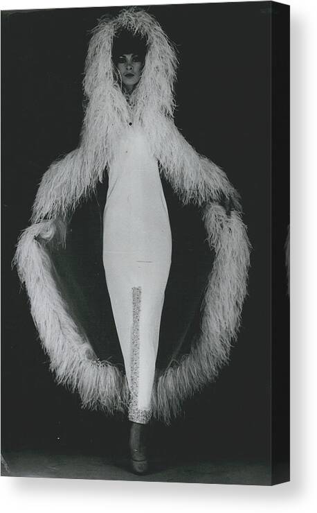 retro Images Archive Canvas Print featuring the photograph Paris Fashions Outline In Ostrich Feathers by Retro Images Archive