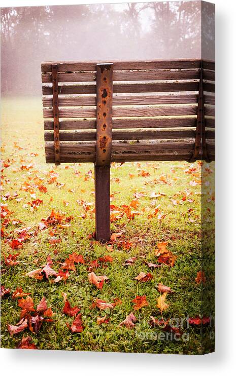 Bench Canvas Print featuring the photograph Park Bench in Autumn by Edward Fielding