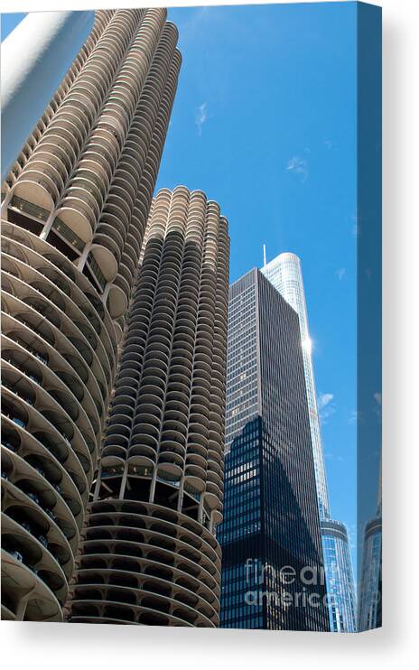 Parking Towers Canvas Print featuring the photograph Parking Towers in Chicago by Dejan Jovanovic