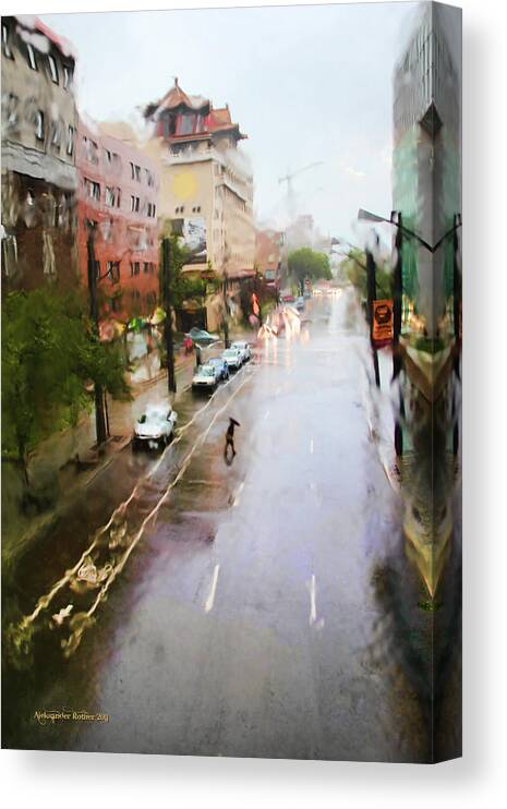 Street Canvas Print featuring the photograph Pastel Drizzle by Aleksander Rotner