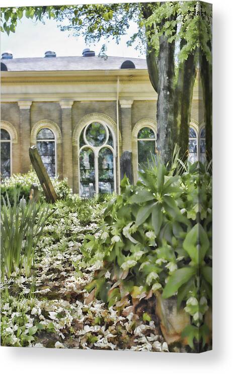Tombstone Canvas Print featuring the photograph Path with Flower Petals by Sharon Popek