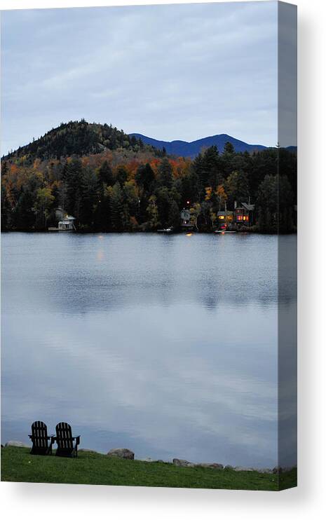 Lake Placid Canvas Print featuring the photograph Peaceful Evening at the Lake by Terry DeLuco