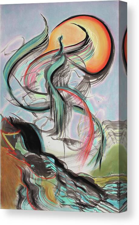 Abstract Painting Canvas Print featuring the painting Phoenix Rising by Asha Carolyn Young