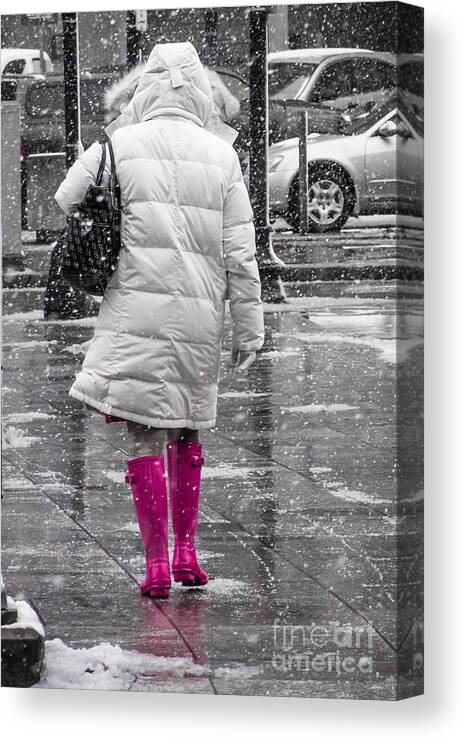 America Canvas Print featuring the digital art Pink Walk by Susan Cole Kelly Impressions