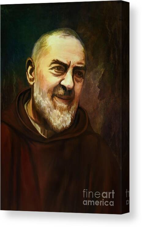  Stigmata Canvas Print featuring the painting Pio of Pietrelcina by Andrzej Szczerski