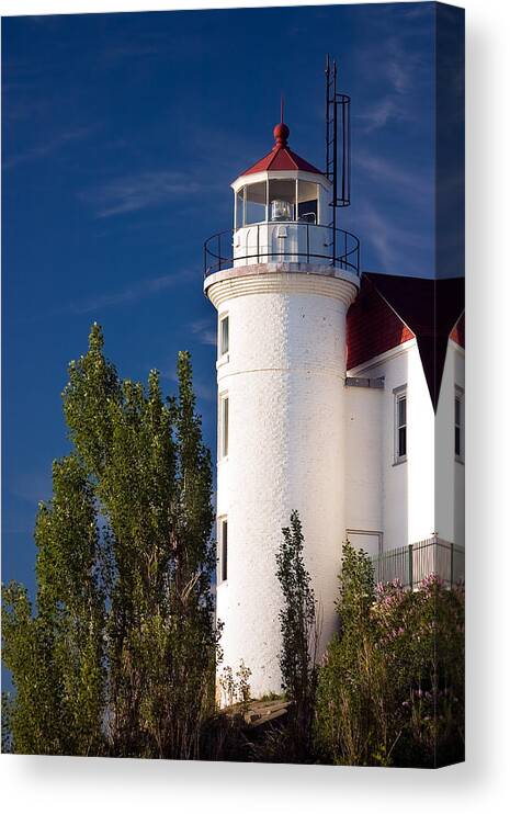 3scape Canvas Print featuring the photograph Point Betsie Lighthouse Michigan by Adam Romanowicz