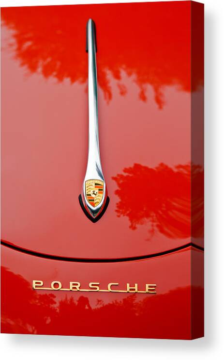 Porsche Logo Canvas Print featuring the photograph Porsche Hood Emblem -0516c by Jill Reger