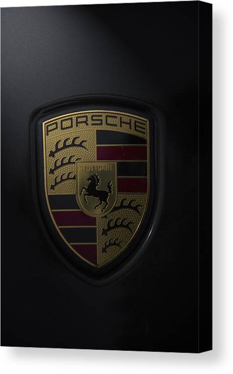 Car Canvas Print featuring the photograph Porsche logo by Paulo Goncalves