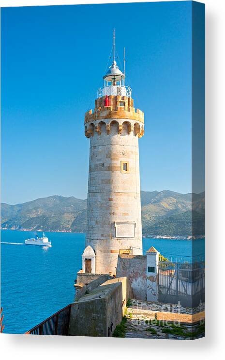 House Canvas Print featuring the photograph Portoferraio's lighthouse - Isle of Elba - Italy by Luciano Mortula