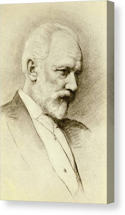 19th Century Canvas Print featuring the drawing Portrait Of The Composer Piotr Tchaikovsky by English School