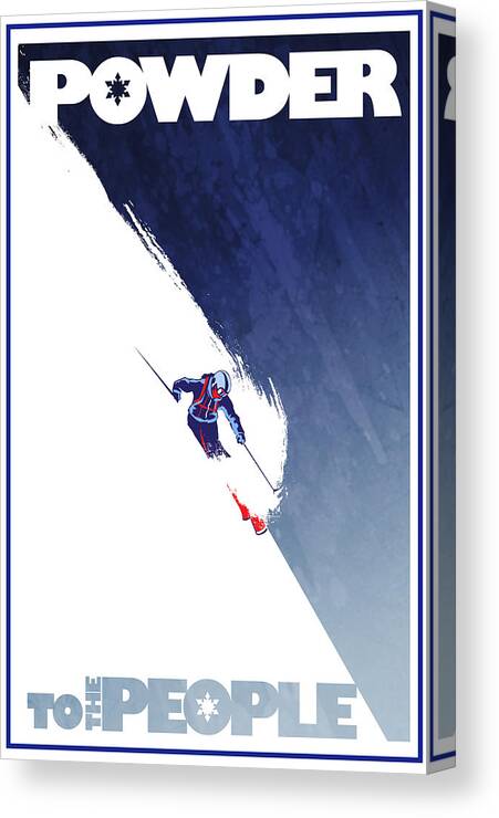Ski Canvas Print featuring the painting Powder to the People by Sassan Filsoof