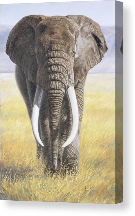 Elephant Canvas Print featuring the painting Power Of Nature by Lucie Bilodeau