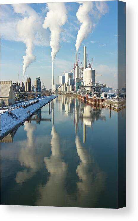 Air Pollution Canvas Print featuring the photograph Power Station by Www.victoriawlaka.com