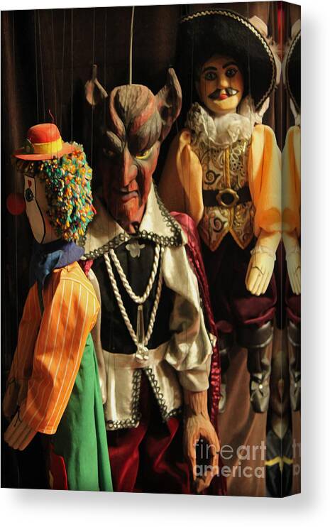 Karluv Most Canvas Print featuring the photograph Prague Puppets by Gregory Dyer